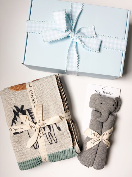knit blanket and lovey alphabet gift box