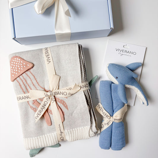ocean animals blanket and whale lovey gift box set