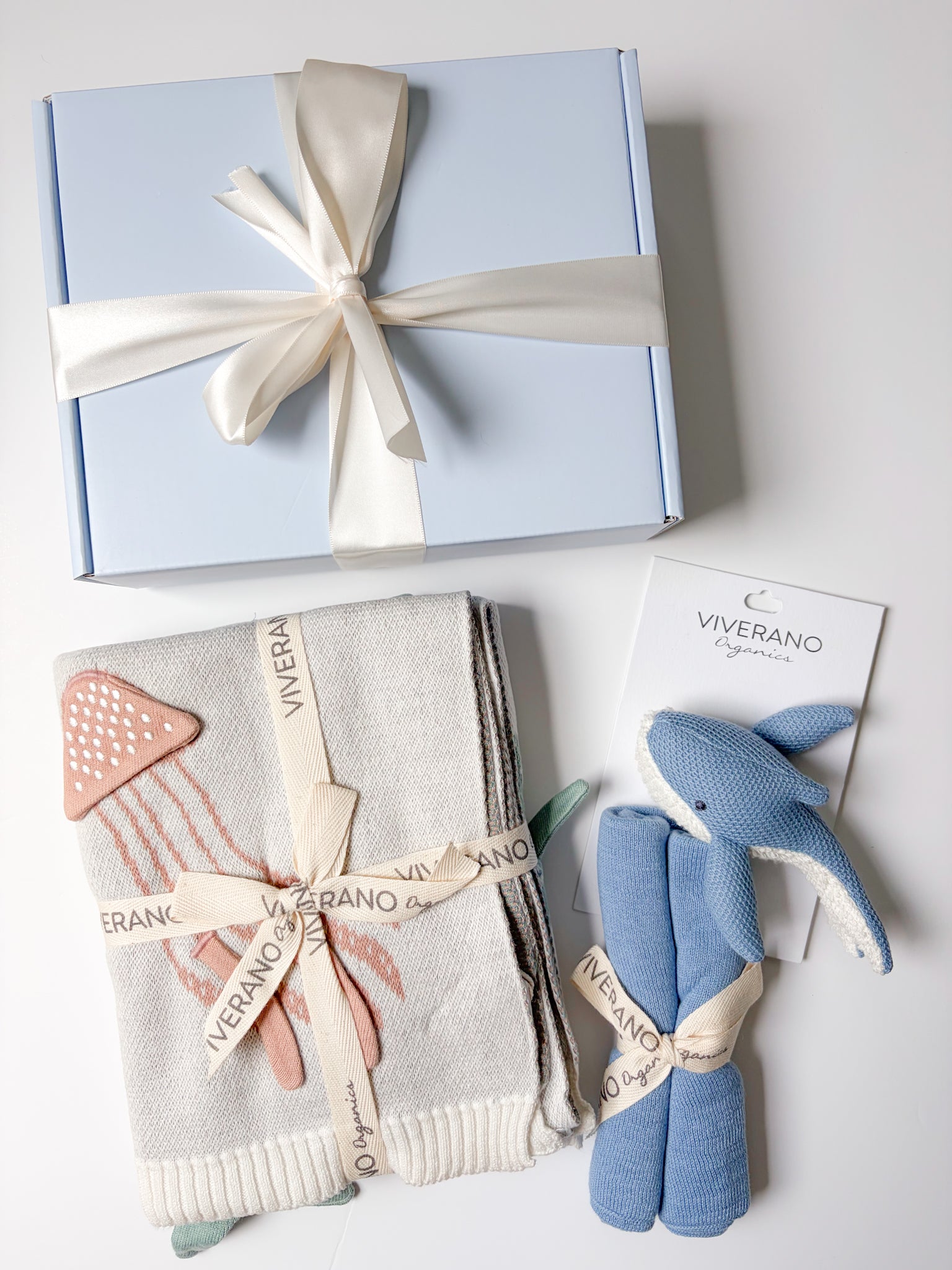 ocean animals blanket and lovey gift box set