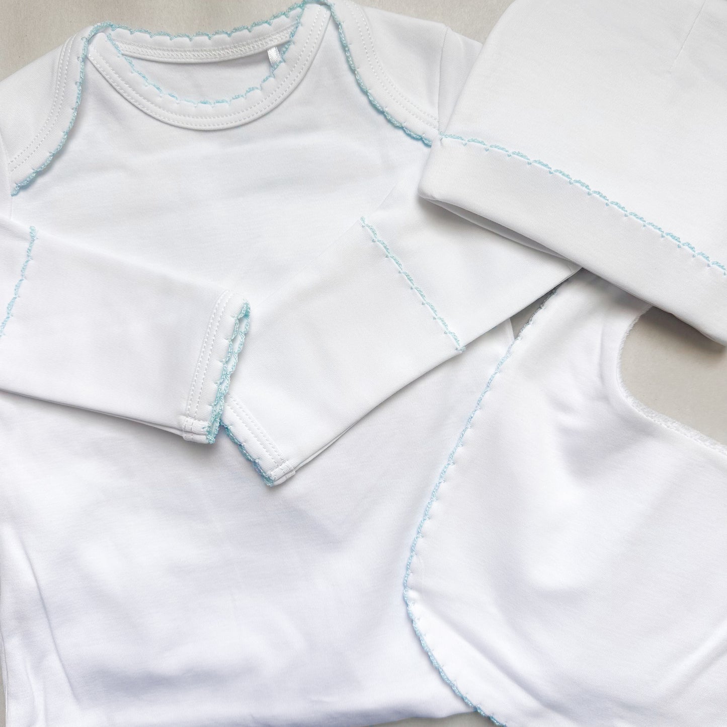baby boy white gown bib and hat giftbox