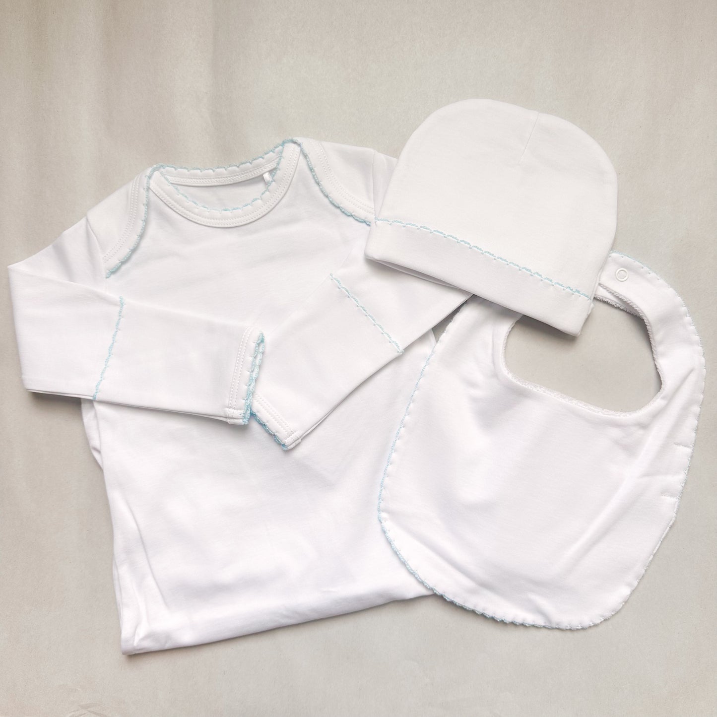baby boy white gown bib and hat giftbox